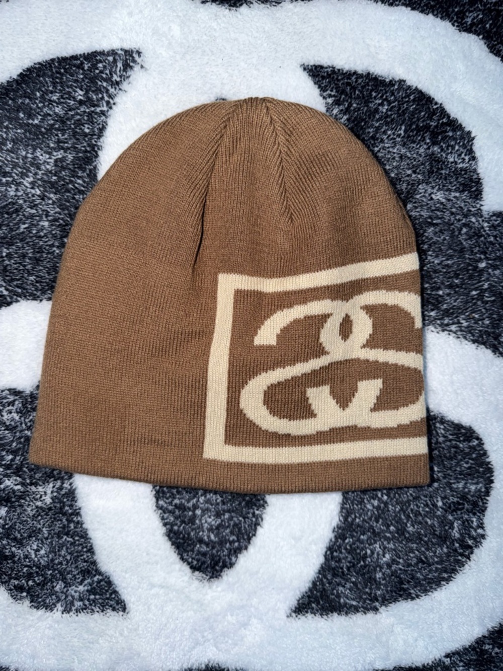 Stüssy SS Link Skull Cap in Brown and Cream